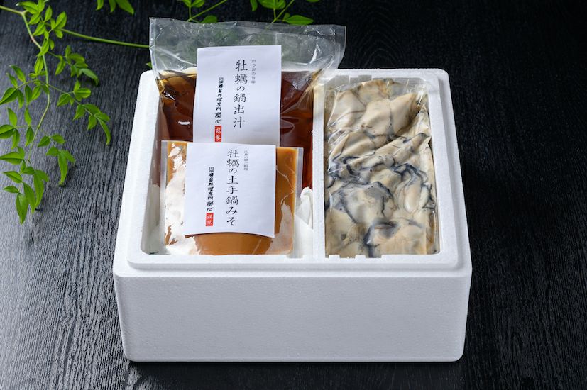 広島県産牡蠣１Kg・土手鍋みそ・鍋出汁がセット